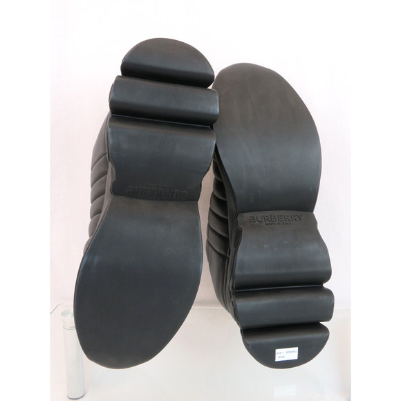 $850 BURBERRY AXBURTON BLACK CHECK QUILTED LEATHER LOGO SNEAKERS 13 US 46 ITALY - Picture 12 of 15